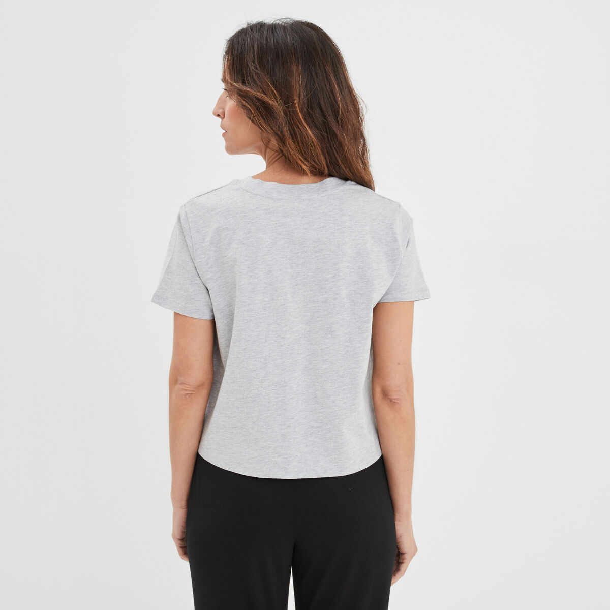 T-shirt pyjama manches courtes coton gris clair femme