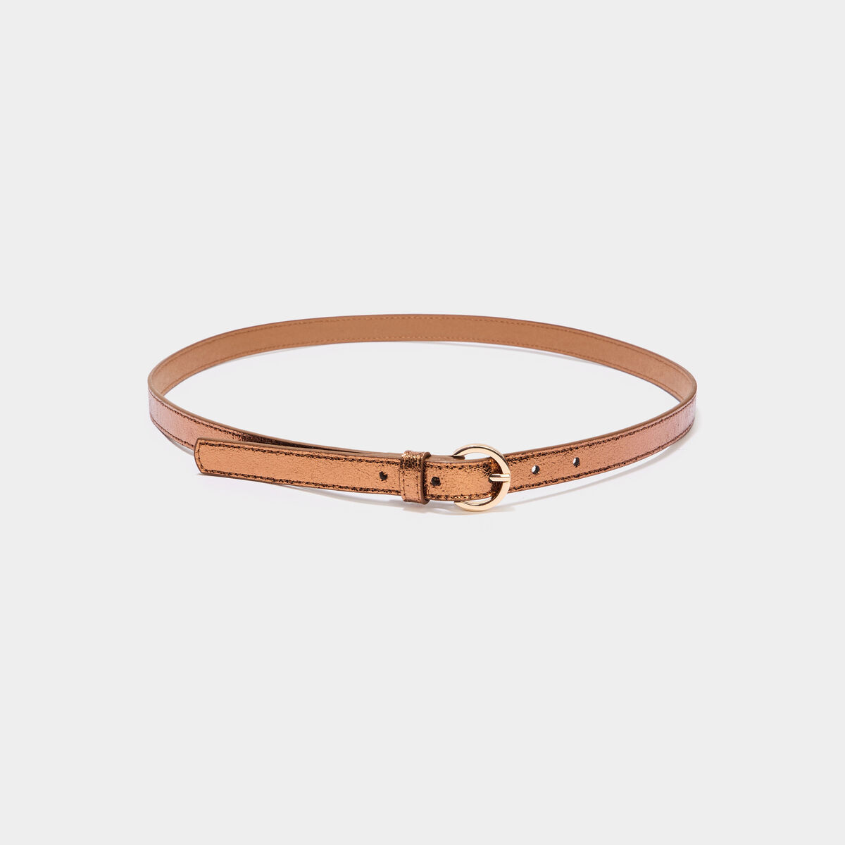 Ceinture avec boucle ronde couleur bronze femme