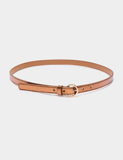 Ceinture avec boucle ronde couleur bronze femme