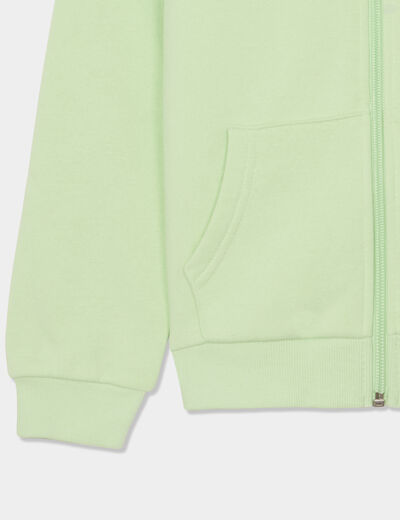 Sweat à capuche zippé vert clair fille