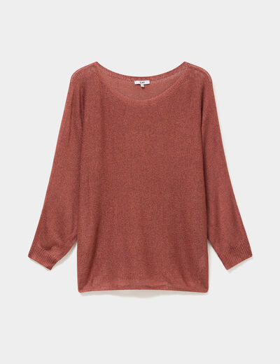 Pull manches longues col rond vieux rose femme grande taille