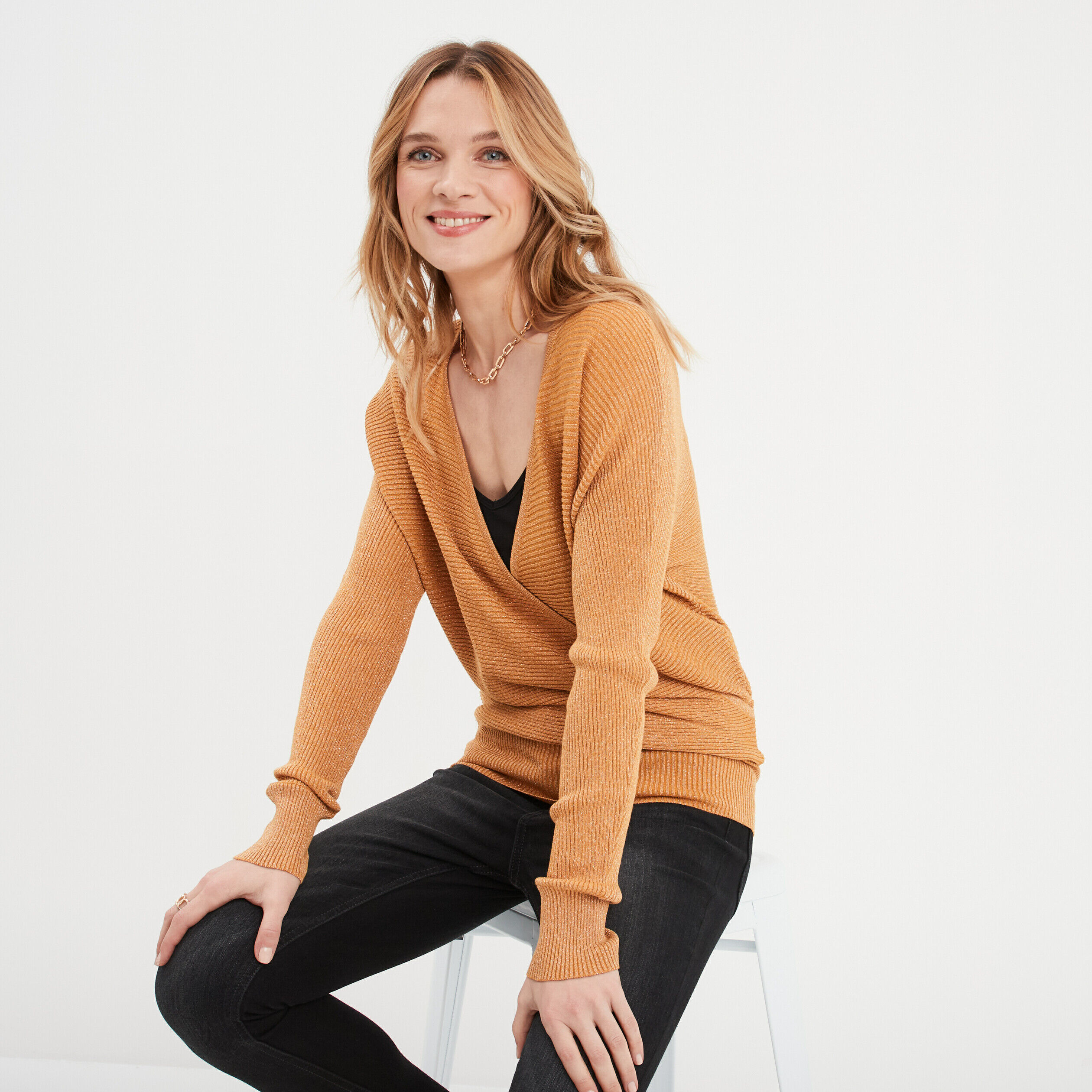 Pull manches chauve-souris Mosquitos jaune moutarde femme MOSQUITOS