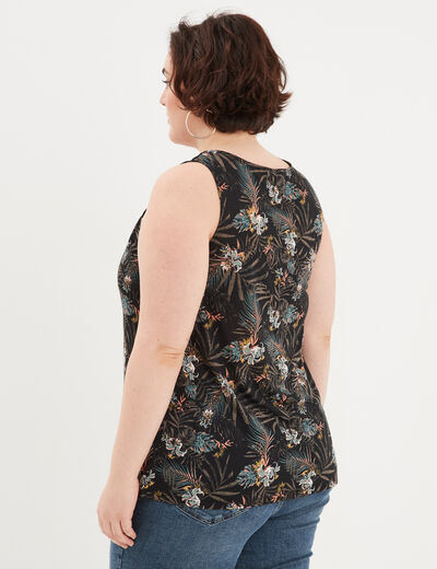 Débardeur col rond en dentelle noir femme grande taille
