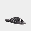 Mules effet macramé noir femme