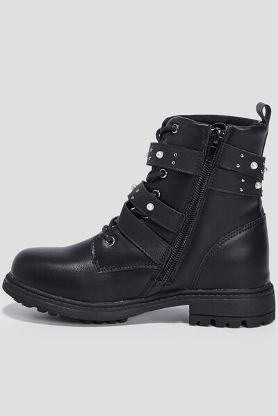 Bottines avec brides cloutées noir fille