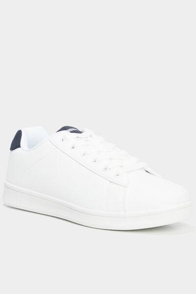 Baskets &agrave; lacets bout rond bleu marine femme