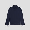 T-shirt coton col roul&eacute; manches longues bleu marine gar&ccedil;on