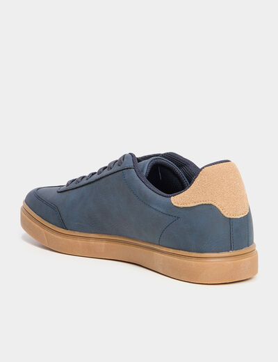 Tennis basses &agrave; lacets bleu marine homme