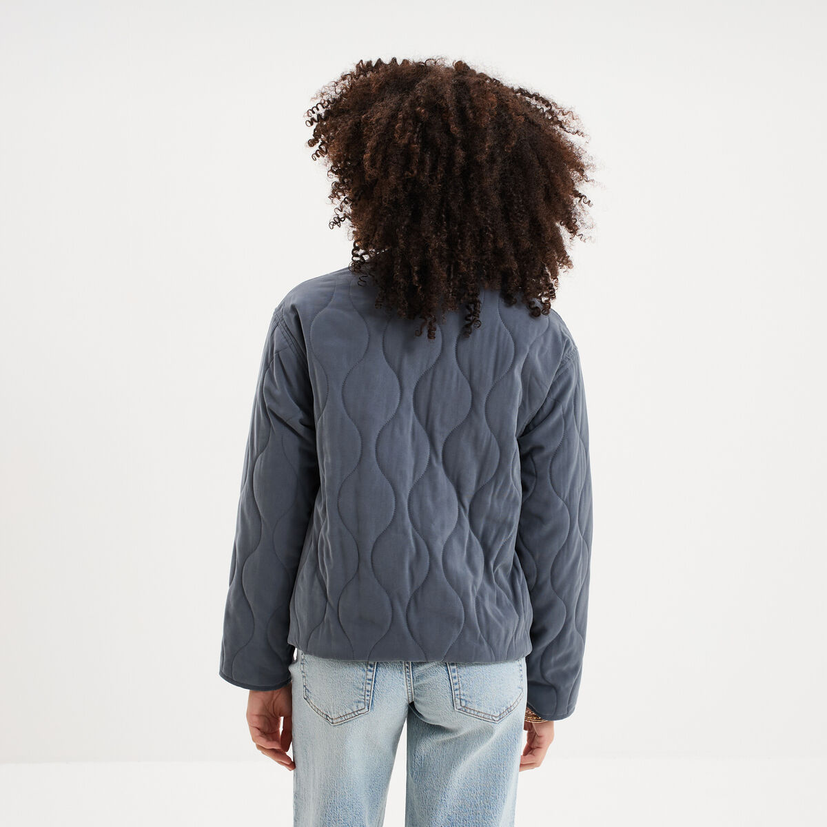 Blouson bomber matelass&eacute; gris femme