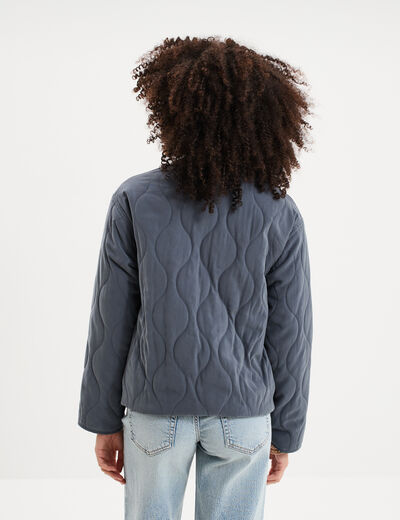 Blouson bomber matelass&eacute; gris femme