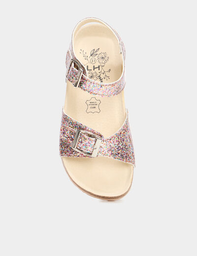 Sandales vernies &agrave; paillettes multicolore fille