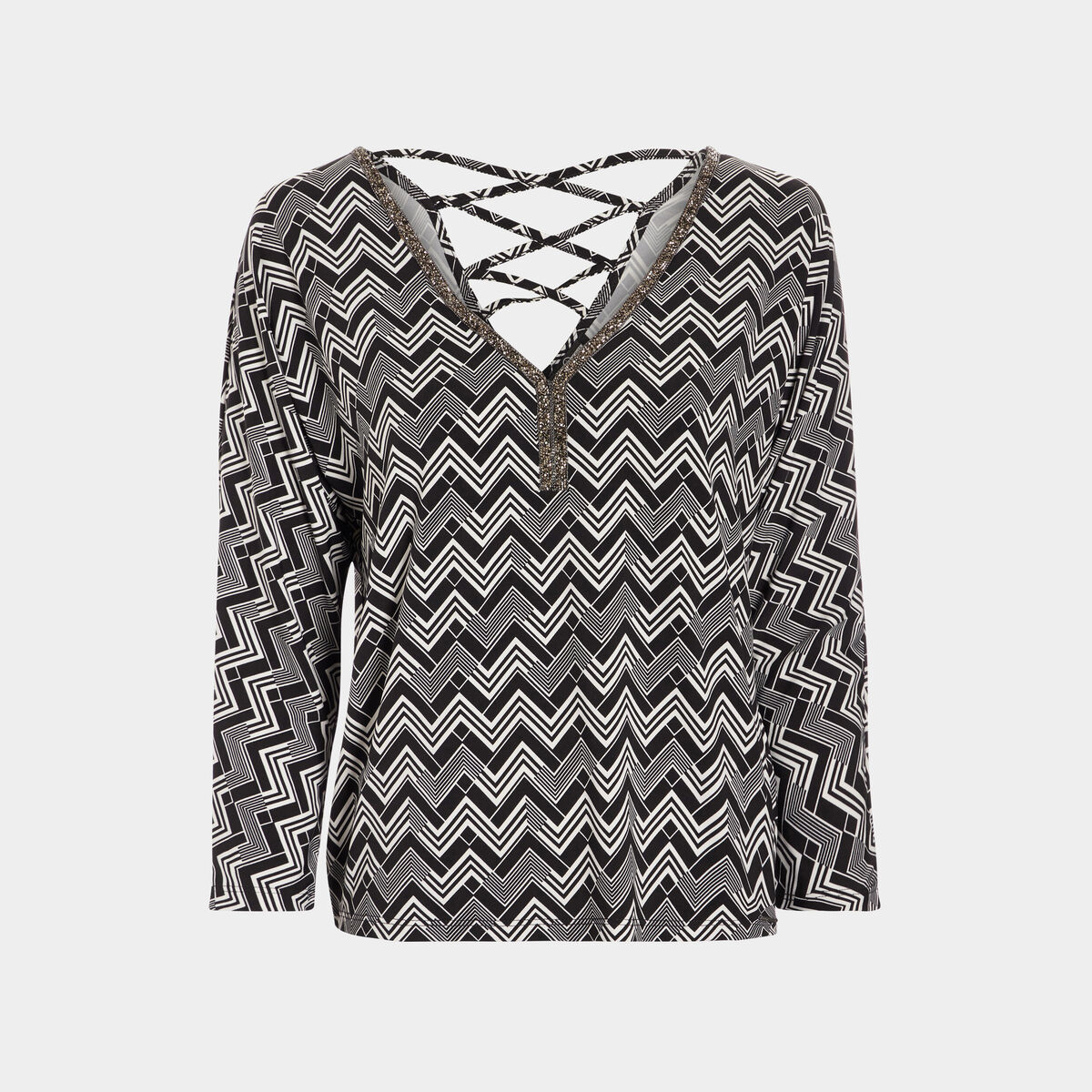 T-shirt de soirée avec laçage au dos noir femme