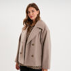 Manteau court double boutonnage beige femme grande taille