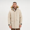 Parka &agrave; capuche fausse fourrure gris argent homme