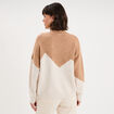 Pull col montant &agrave; sequins oversize beige femme