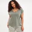 T-shirt avec strass manches courtes vert kaki femme grande taille