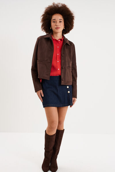 Chemise fluide manches longues oversize rouge femme