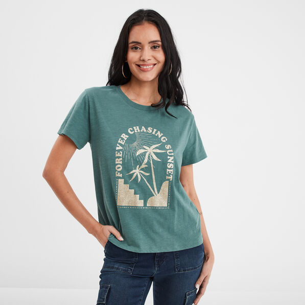 t shirt manches courtes liberto vert fonce femme T-shirt manches courtes Liberto vert foncé femme