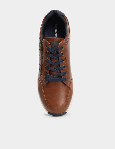 Derbies d&eacute;tails zipp&eacute;s marron homme