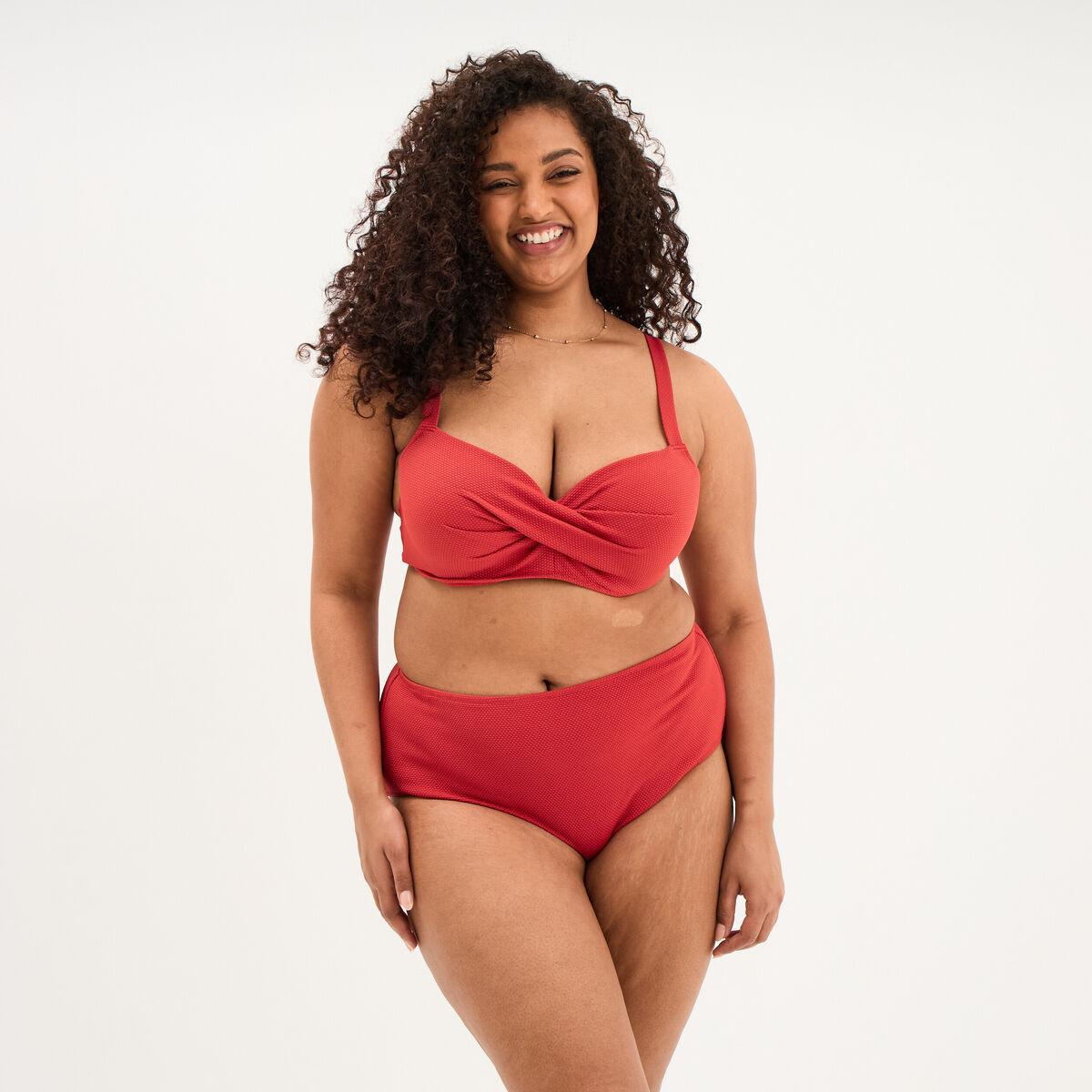 Haut de maillot de bain bandeau crois&eacute; rouge femme grande taille