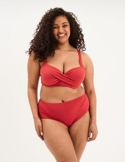 Haut de maillot de bain bandeau crois&eacute; rouge femme grande taille