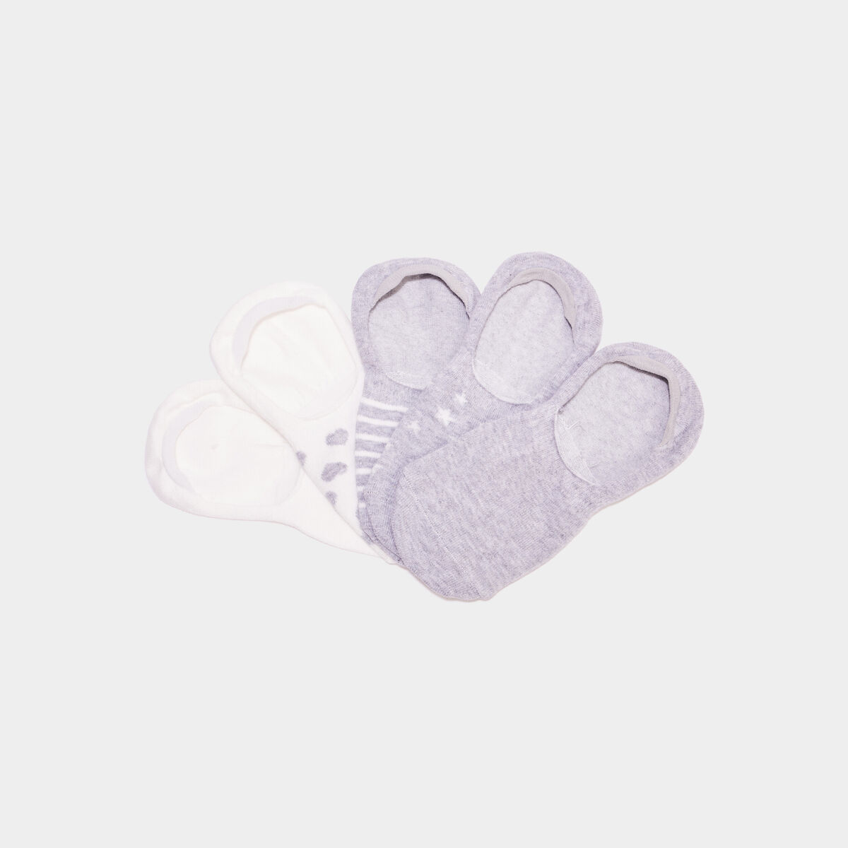 Lot 5 paires socquettes invisibles gris femme