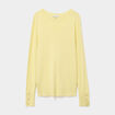 Pull col rond boutons aux poignets jaune clair femme