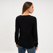 Gilet col rond manches longues noir femme
