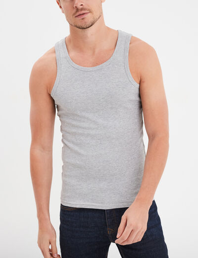 Débardeur coton bretelles larges gris homme