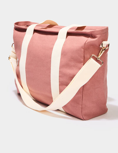 Sac cabas avec bandoulière vieux rose femme