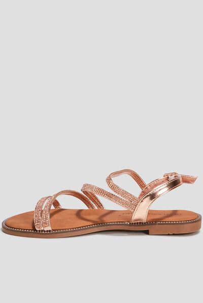 Sandales à strass rose champagne femme
