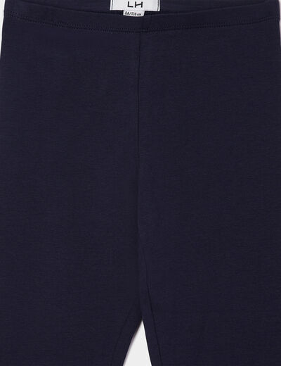 Legging long coton taille élastiquée bleu marine fille