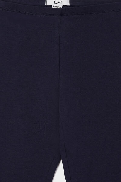 Legging long coton taille &eacute;lastiqu&eacute;e bleu marine fille