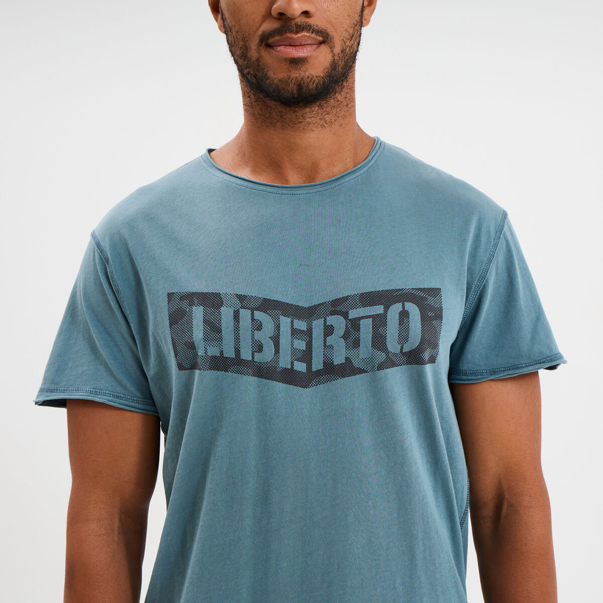 T-shirt manches courtes coton bleu gris homme