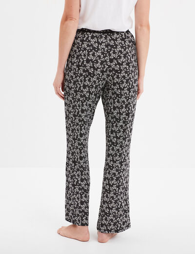 Pantalon de pyjama droit fluide noir femme