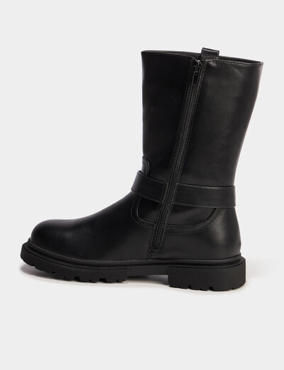 Bottes esprit biker avec boucles noir fille