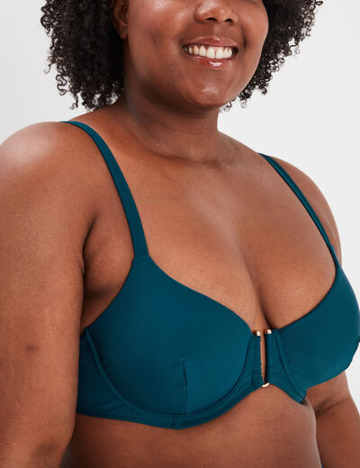 Haut de maillot de bain forme corbeille bleu canard femme grande taille