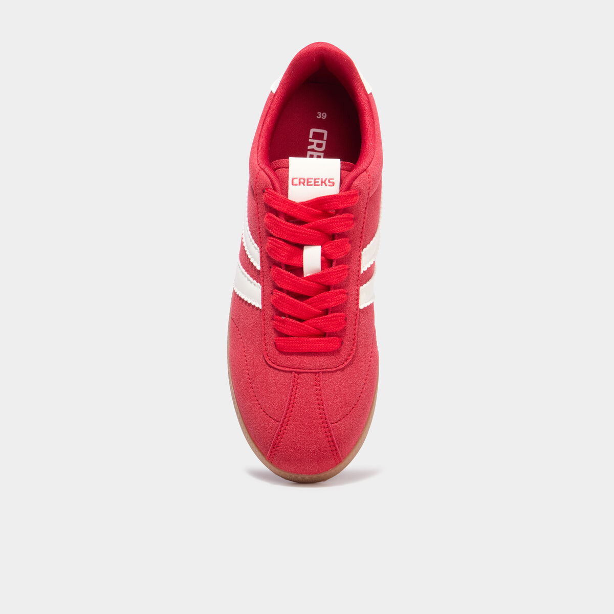 Tennis basses &agrave; lacets rouge femme