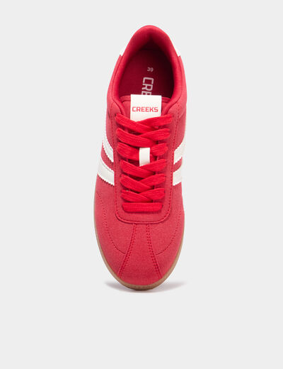 Tennis basses &agrave; lacets rouge femme