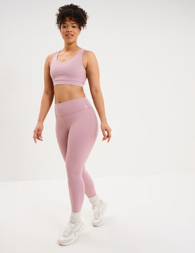 Legging de sport gainant taille haute mauve femme