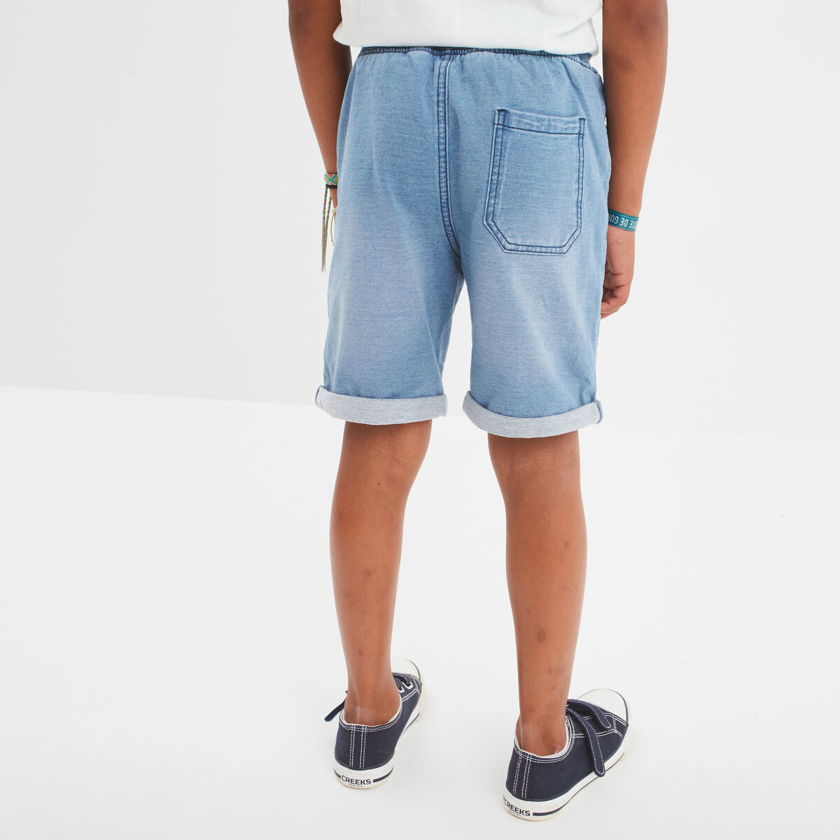 Bermuda taille élastiquée Creeks denim double stone garçon