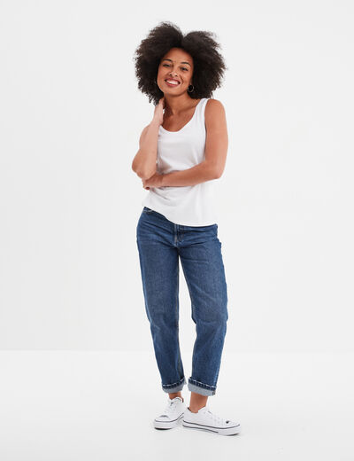 Débardeur bretelles larges coton blanc femme