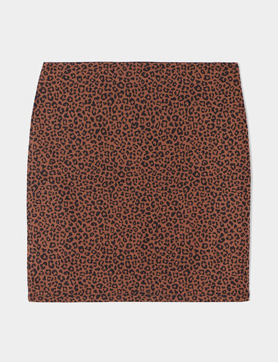 Jupe tube courte taille haute marron femme