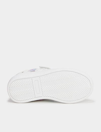 Tennis basses bout renforc&eacute; &agrave; scratchs blanc fille