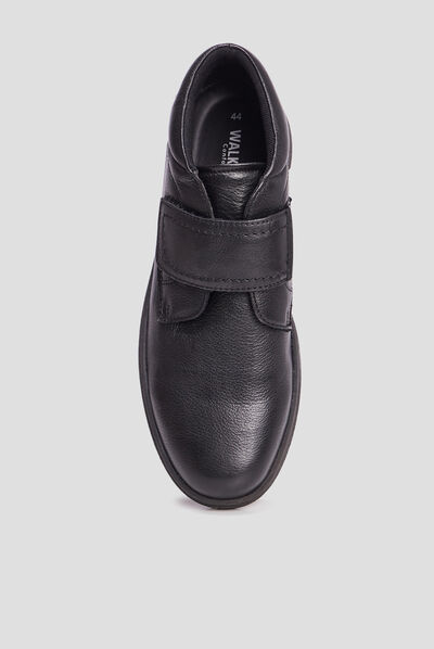Bottines à scratch en cuir Walking noir homme