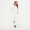 Ensemble pyjama effet polaire col rond blanc femme