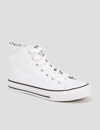 Baskets en toile montantes à lacets blanc femme
