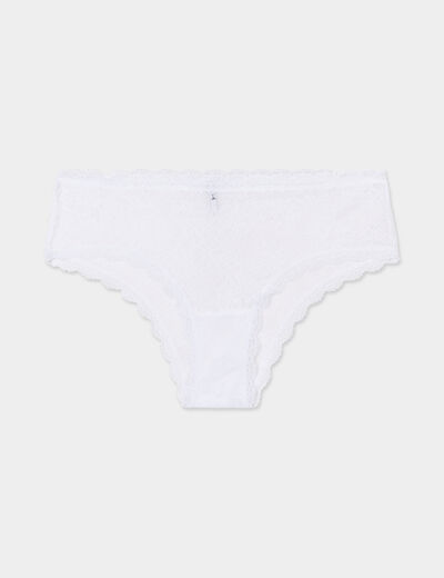 Shorty en dentelle blanc femme