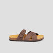 Mules bride d'attache en cuir marron homme