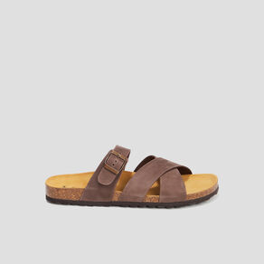 Mules bride d'attache en cuir marron homme